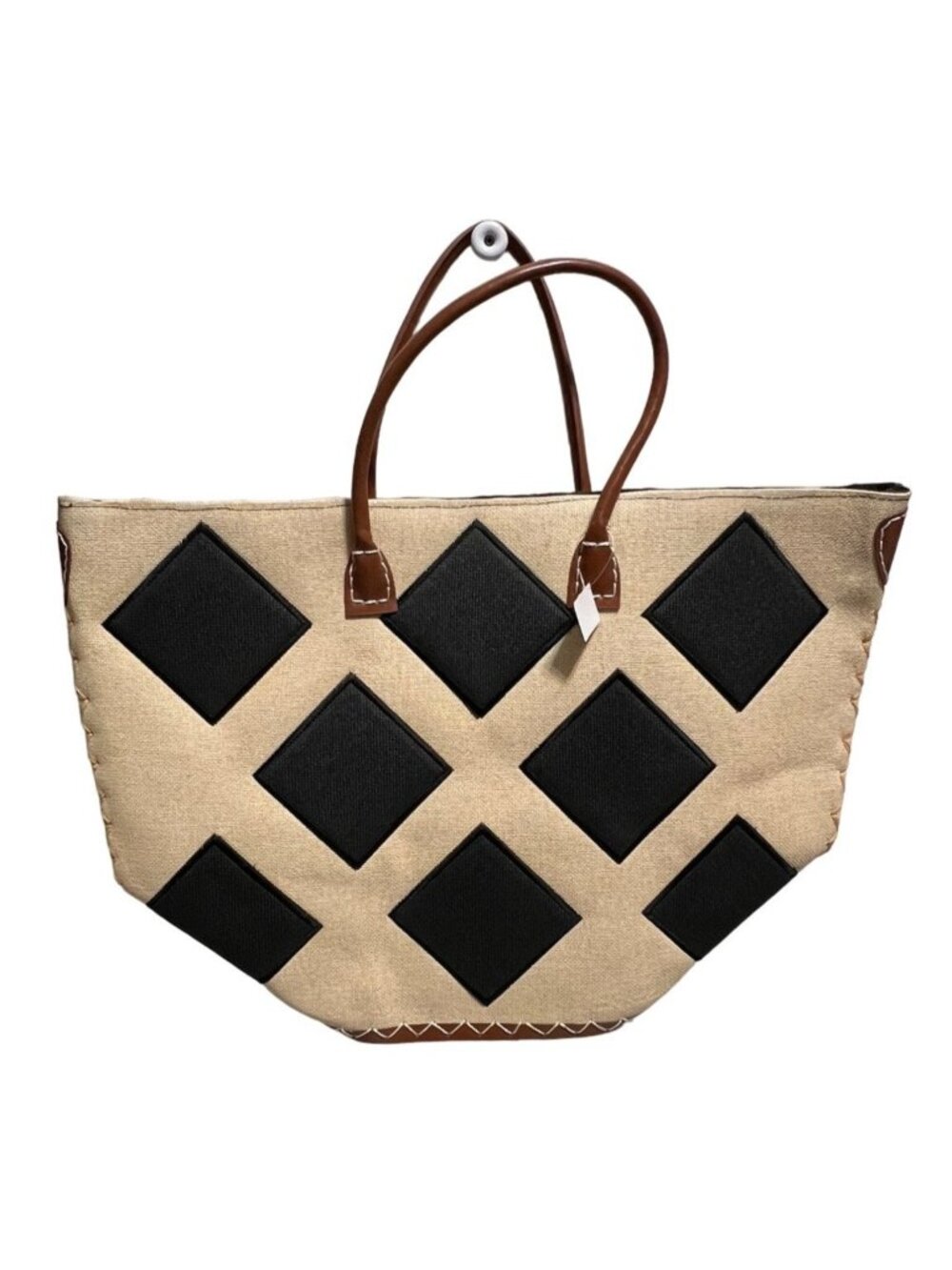 MSC Diamond straw tan black Market tote bag NWT Summer beach pool drawstring